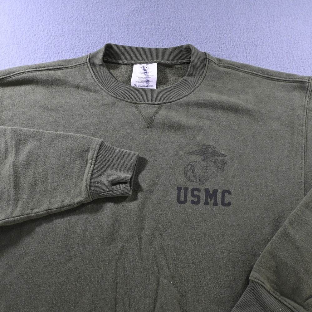 AFN USMC Certified Crewneck Sweatshirt Medium Olive Green Military Logo - Picture 1 of 7
